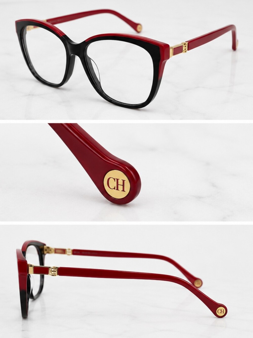 Carolina Herrera Cateye EYEGLASSES FRAMES Black Red VHE897K COL 070 53-15-140 mm